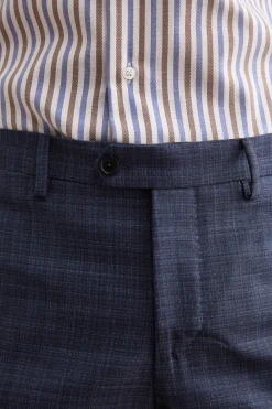 Abito Check Comfort Fit in Lana Vergine - FANT. BLU