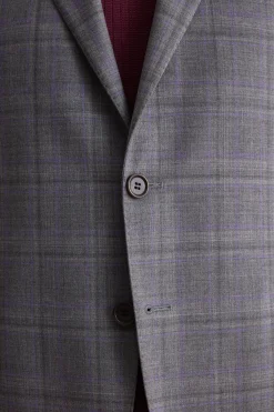 Abito Check Monopetto Foderato Regular Fit in Lana Vergine - GRIGIO QUADRI