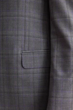 Abito Check Monopetto Foderato Regular Fit in Lana Vergine - GRIGIO QUADRI