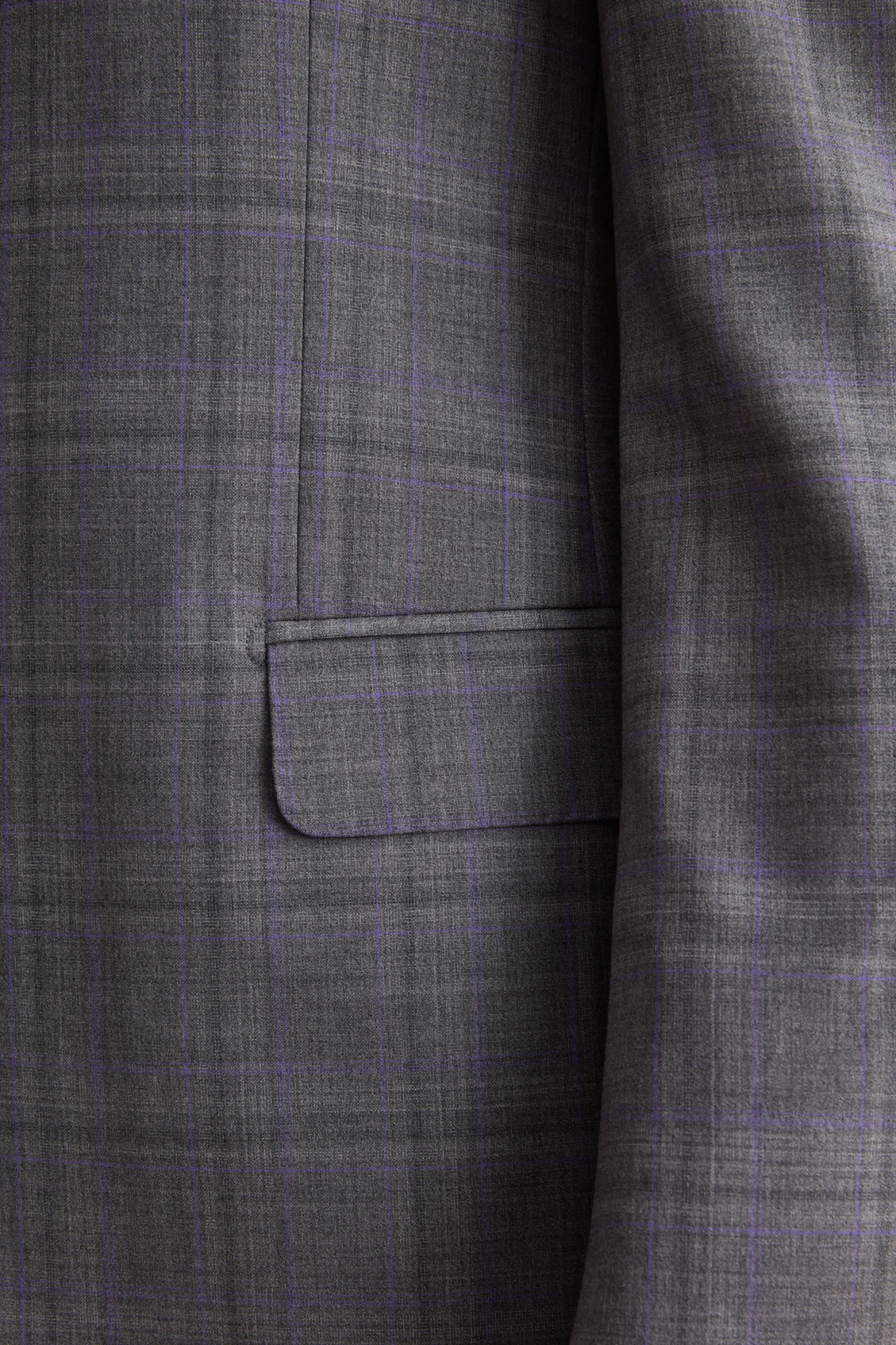 Abito Check Monopetto Foderato Regular Fit in Lana Vergine - GRIGIO QUADRI