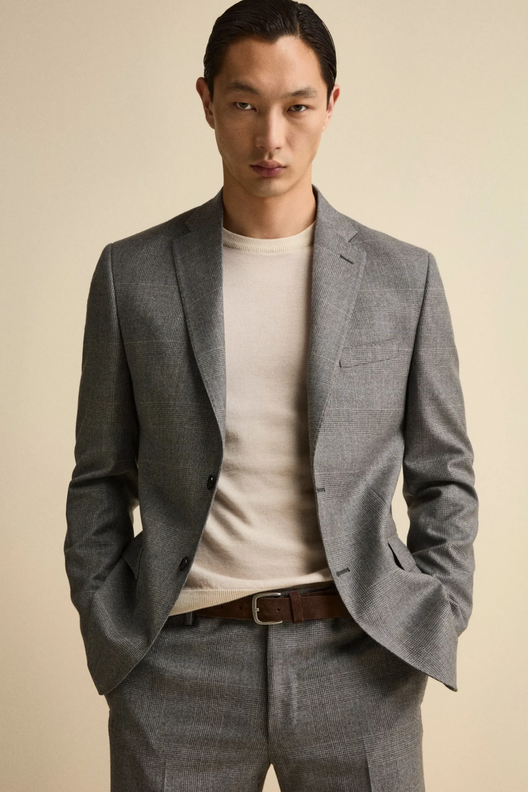 Abito Check Monopetto Regular Fit in lana Vergine - GALLES GRIGIO