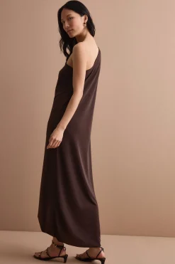Abito Elegante in Jersey con Spacco - CIOCCOLATO