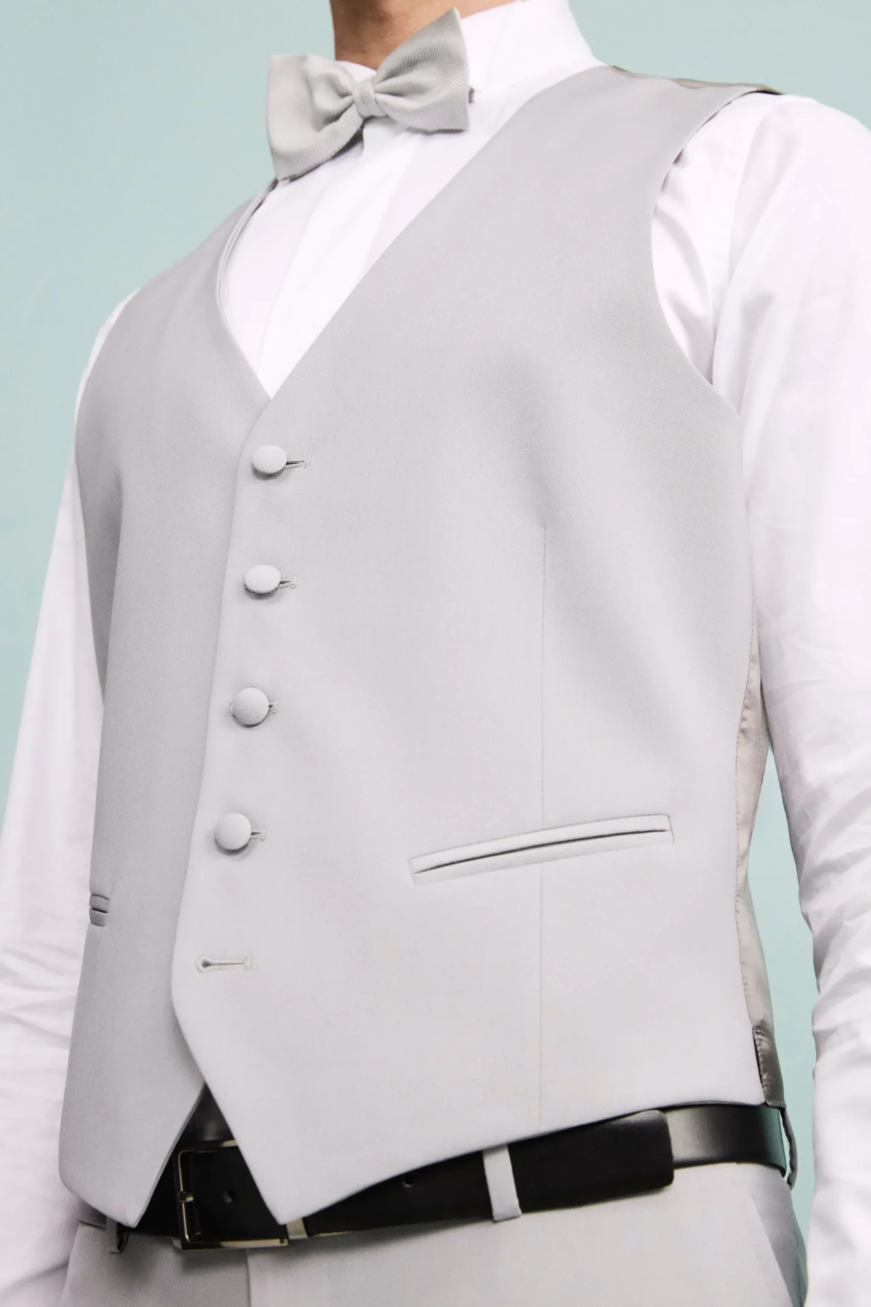 Abito Elegante Monopetto in Lana Vergine con Gilet - GRIGIO CHIARO