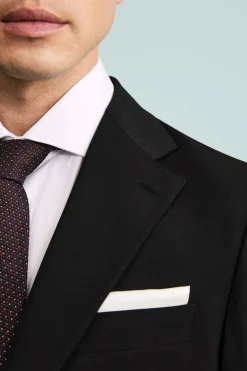 Abito in Lana Vergine Slim Fit con Revers Classico - NERO