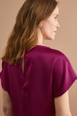 Abito Lungo da Cerimonia con Drappeggio - MAGENTA
