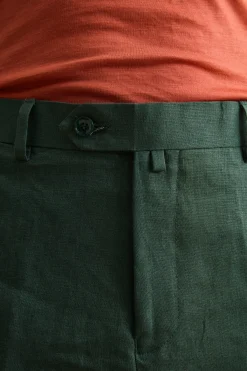 Abito Regular Fit Monopetto in Lino - VERDE