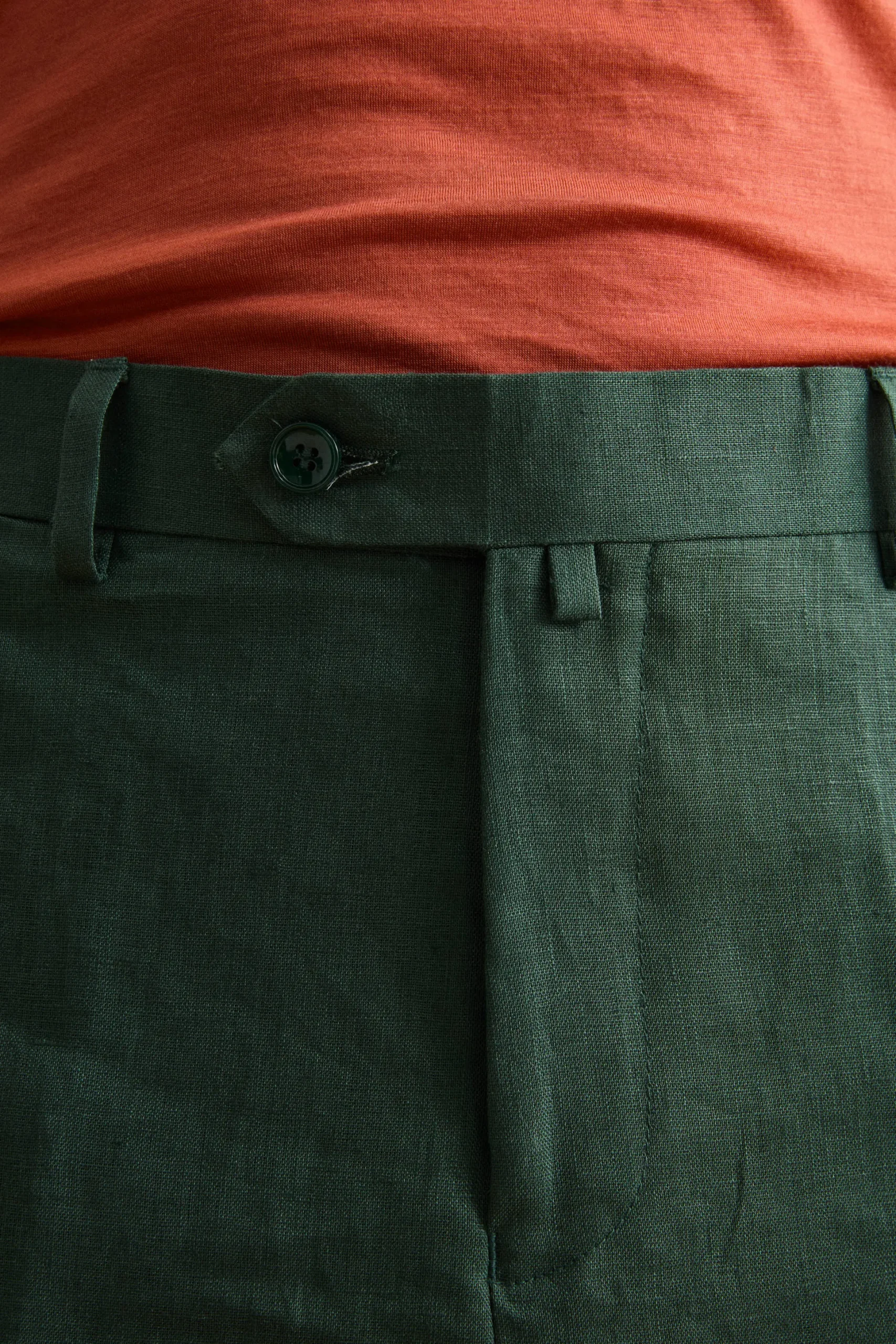 Abito Regular Fit Monopetto in Lino - VERDE