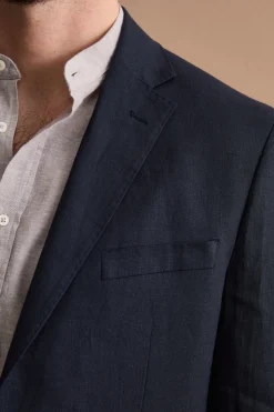 Abito Regular Fit Monopetto in Lino - NAVY
