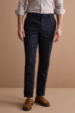 Abito Regular Fit Monopetto in Lino - NAVY