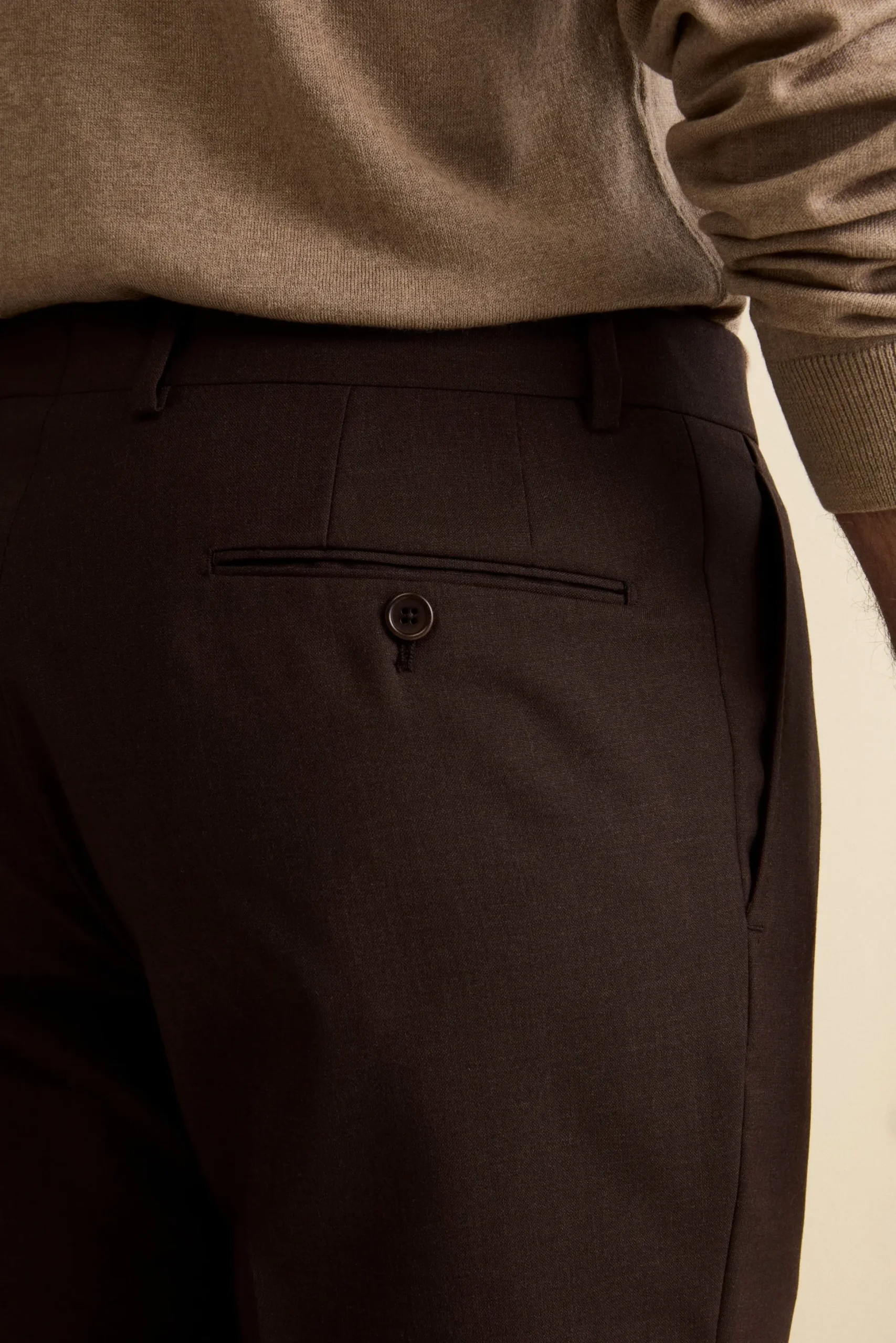 Abito Semifoderato Slim Fit in Lana Vergine - MARRONE