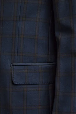 Abito Slim Fit Check Foderato in Lana Vergine - BLU QUADRI