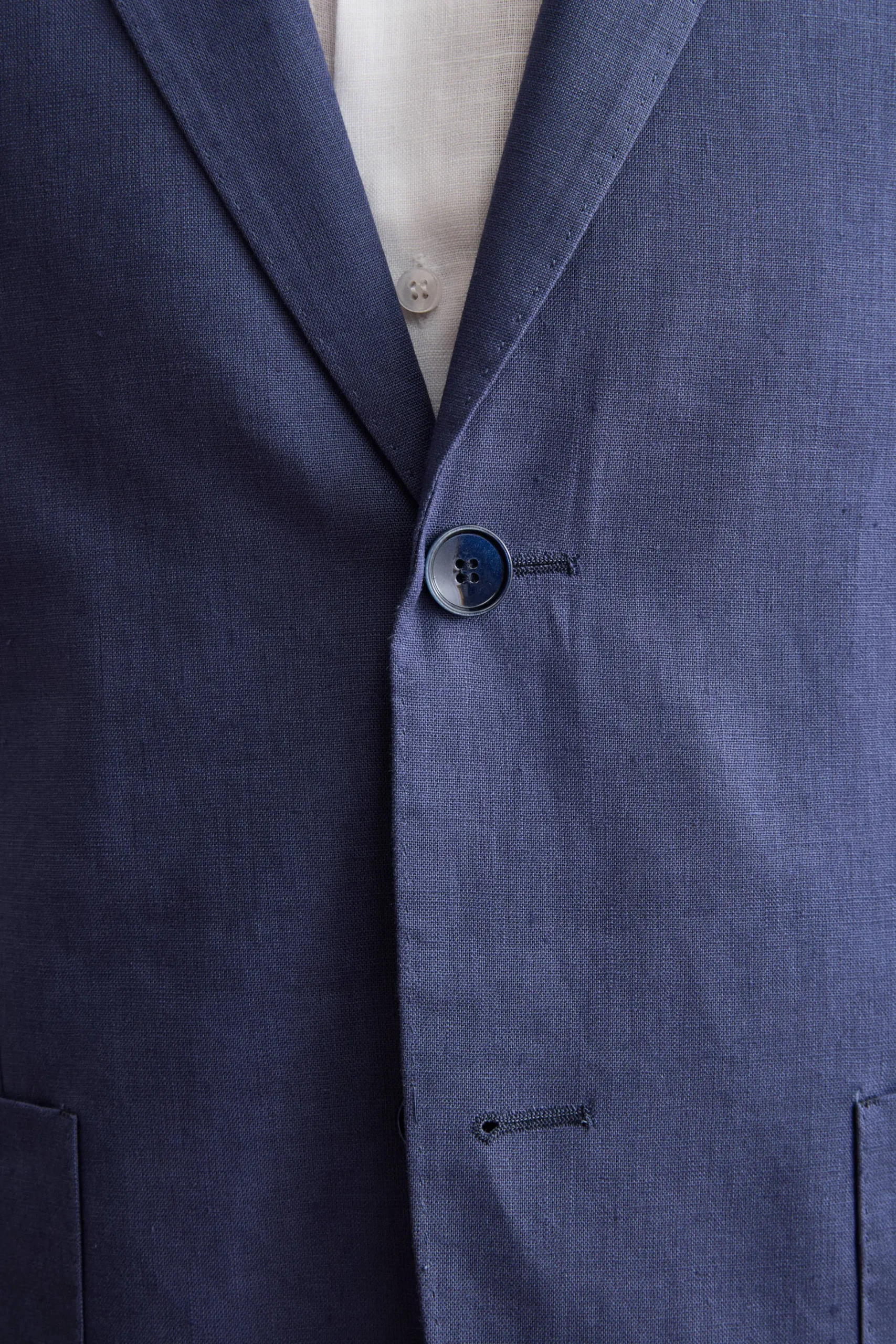 Abito Slim Fit Semifoderato in Lino - BLU