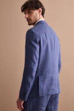 Abito Slim Fit Semifoderato in Lino - BLU