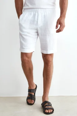 Bermuda Coulisse in Lino - BIANCO