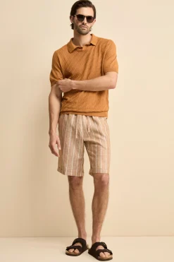 Bermuda in Lino con Coulisse - MARRONE RIGATO