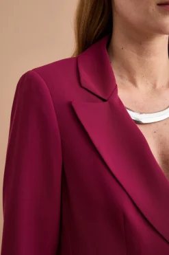 Blazer Doppiopetto Foderato in Cady - BORDEAUX