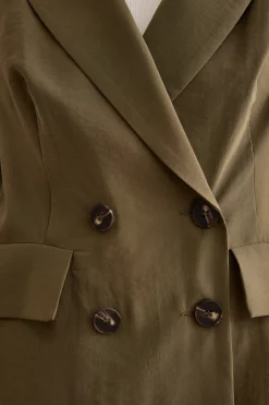 Blazer Lungo Doppiopetto con Revers - VERDE MILITARE