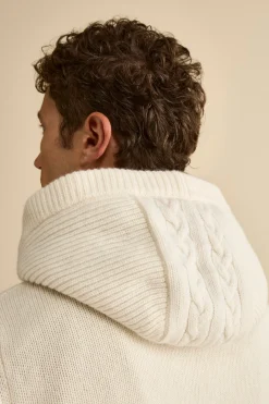 Bomber in Cashmere con Cappuccio e Pelliccia - BIANCO