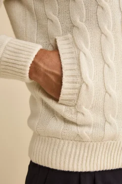 Bomber in Cashmere con Cappuccio e Pelliccia - BIANCO