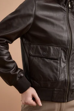 Bomber in Pelle con Tasche - T.MORO
