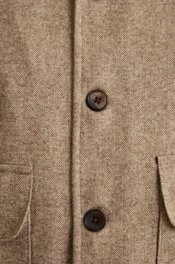 Bomber Spigato con Tasche in Misto Lana - MARRONE SPIGATO