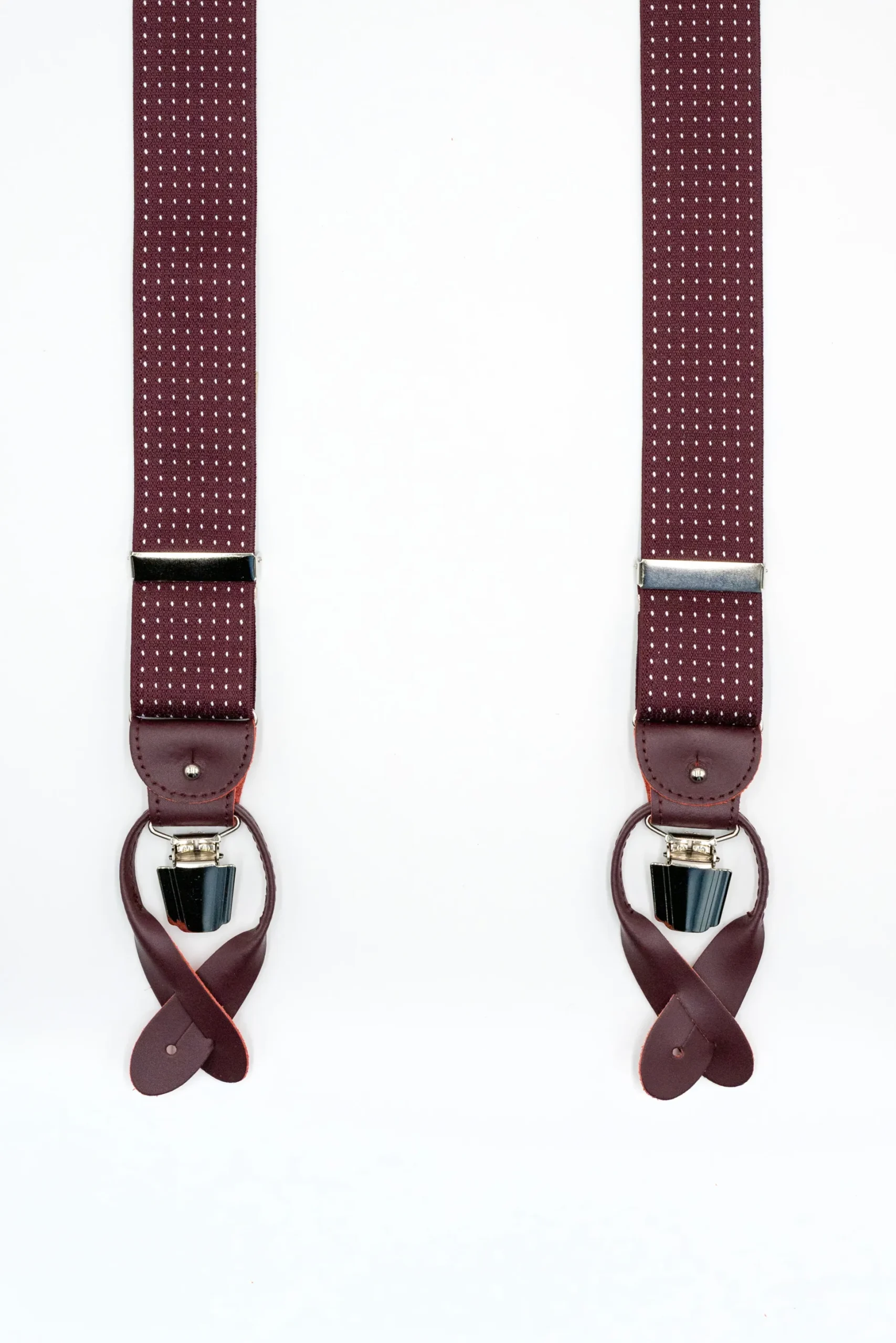 Bretelle Elasticizzate con Clip e Asole in Pelle - POIS fondo BORDEAUX