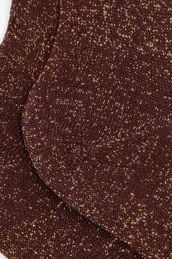 Calze Corte in Cotone con Lurex - BORDEAUX