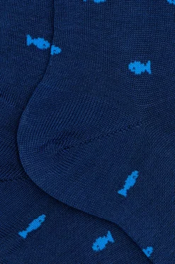 Calze Corte in Cotone Fantasia Pesci - BLU/BLUETTE