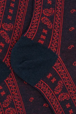 Calze Corte in Cotone Fantasia Bandana - BLU/ROSSO