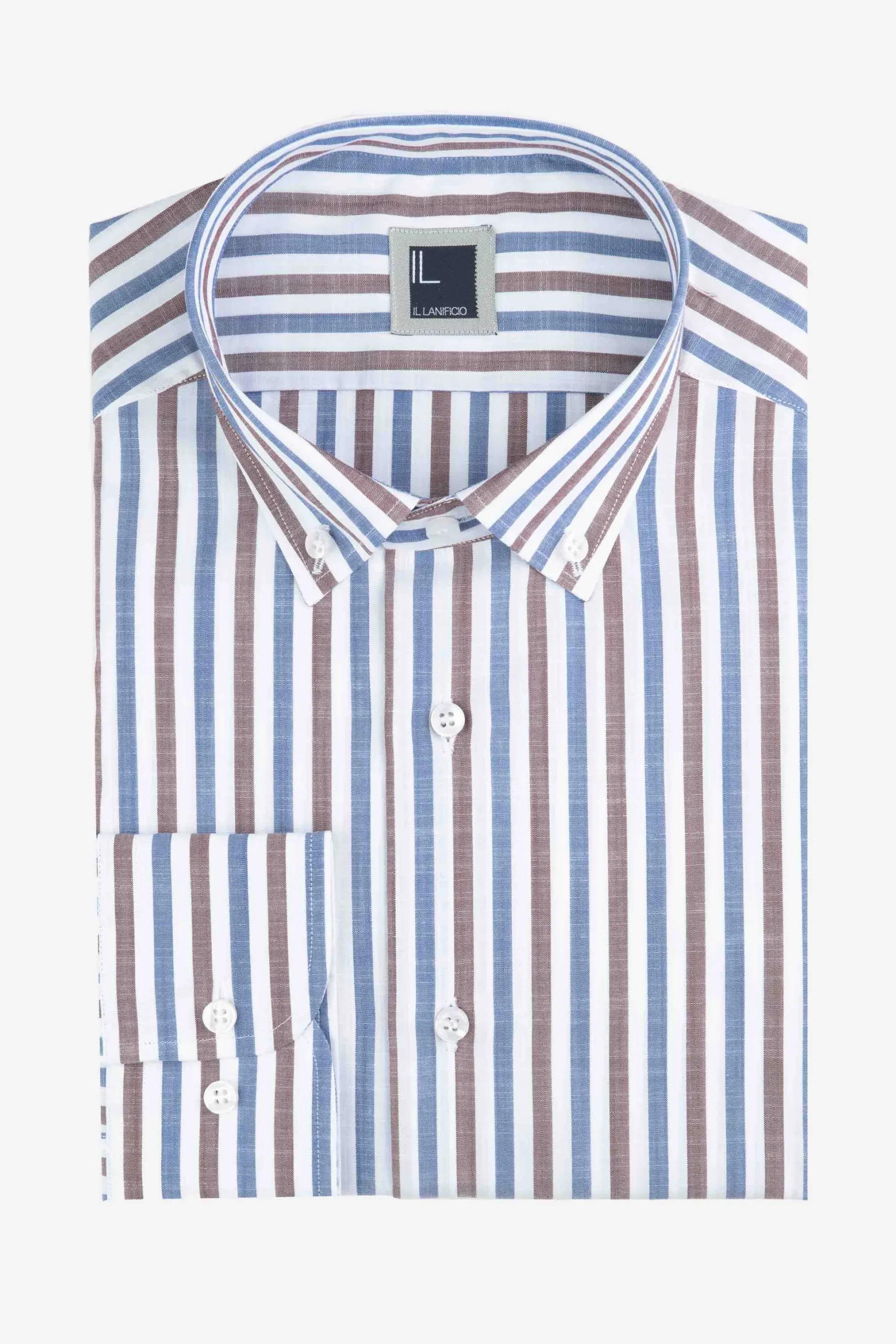 Camicia a righe button down - RIGATO BLU/MARRONE