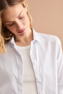 Camicia Boxy in cotone a Righe - GRIGIO RIGATO