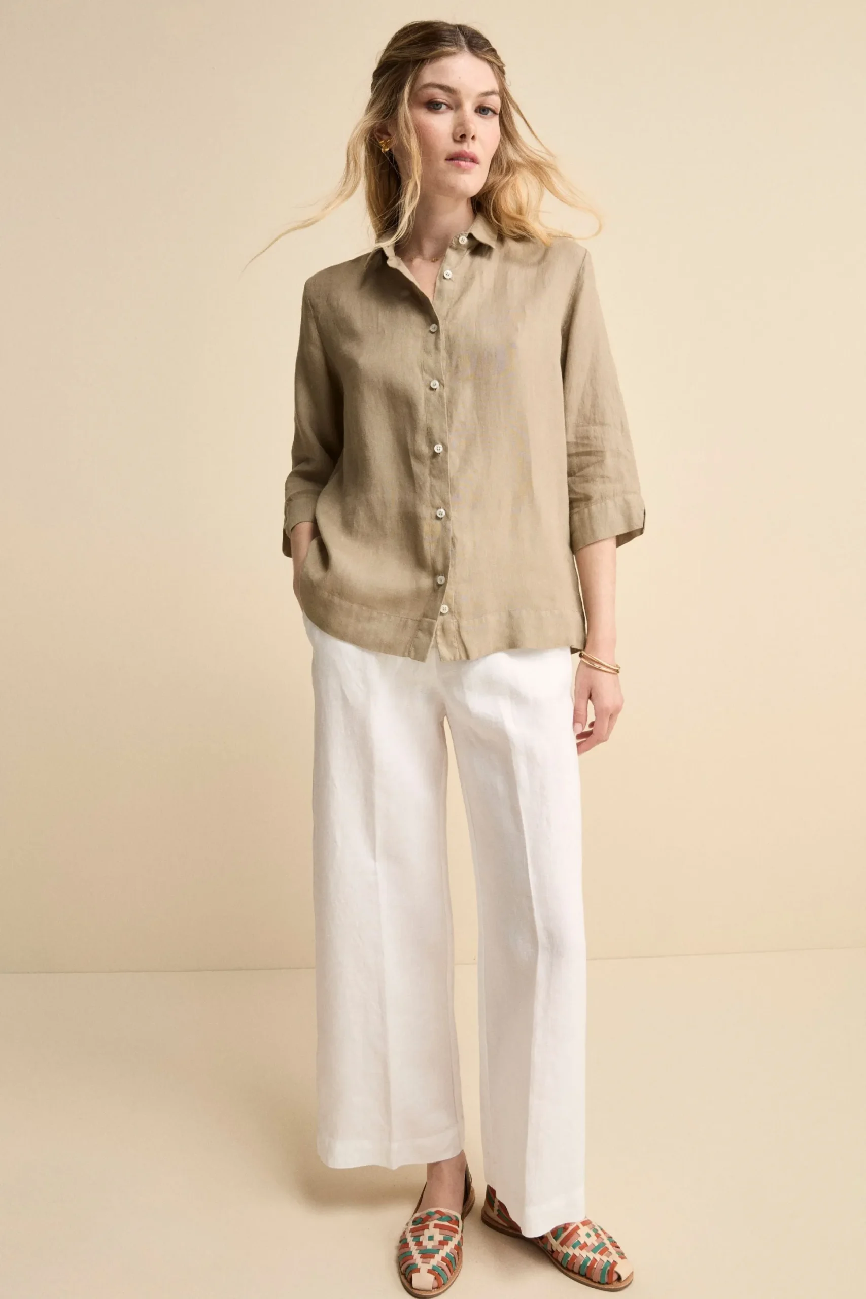 Camicia Boxy in Lino - TORTORA