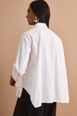 Camicia Boxy Over Fantasia in Cotone - BIANCO RIGATO