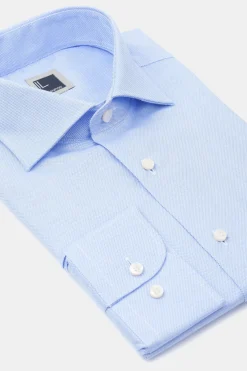 Camicia collo francese nido d’ape - AZZURRO