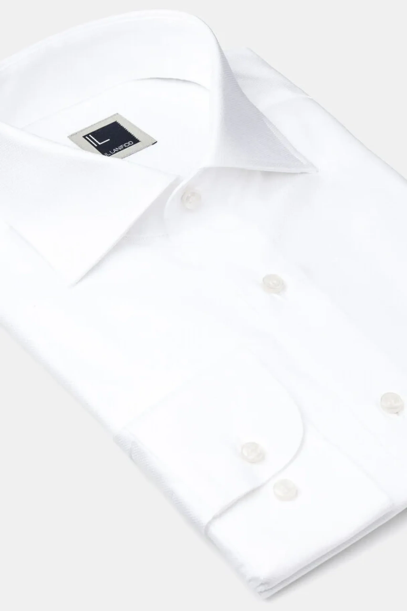 Camicia collo francese nido d’ape - BIANCO