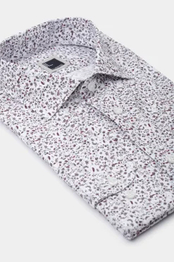 Camicia Fantasia Slim Fit in Popeline - FANT. BIANCO/ROSSO