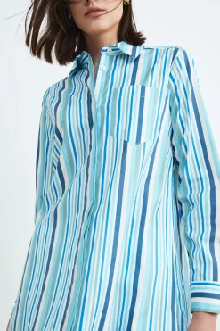 Camicia lunga donna - AZZURRO/BIANCO