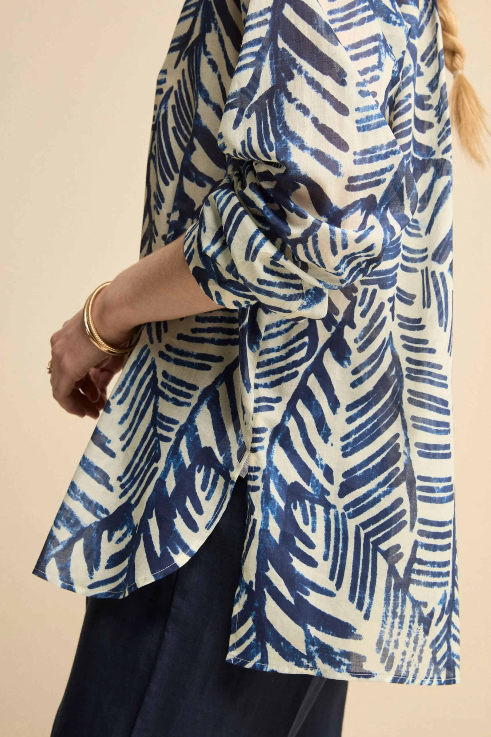 Camicia Over Coreana in Voile di Cotone - FANT. BLU