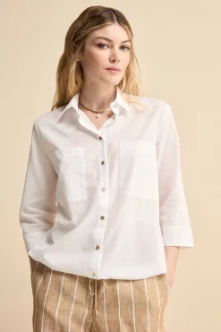 Camicia Over in Cotone con Coulisse - PANNA