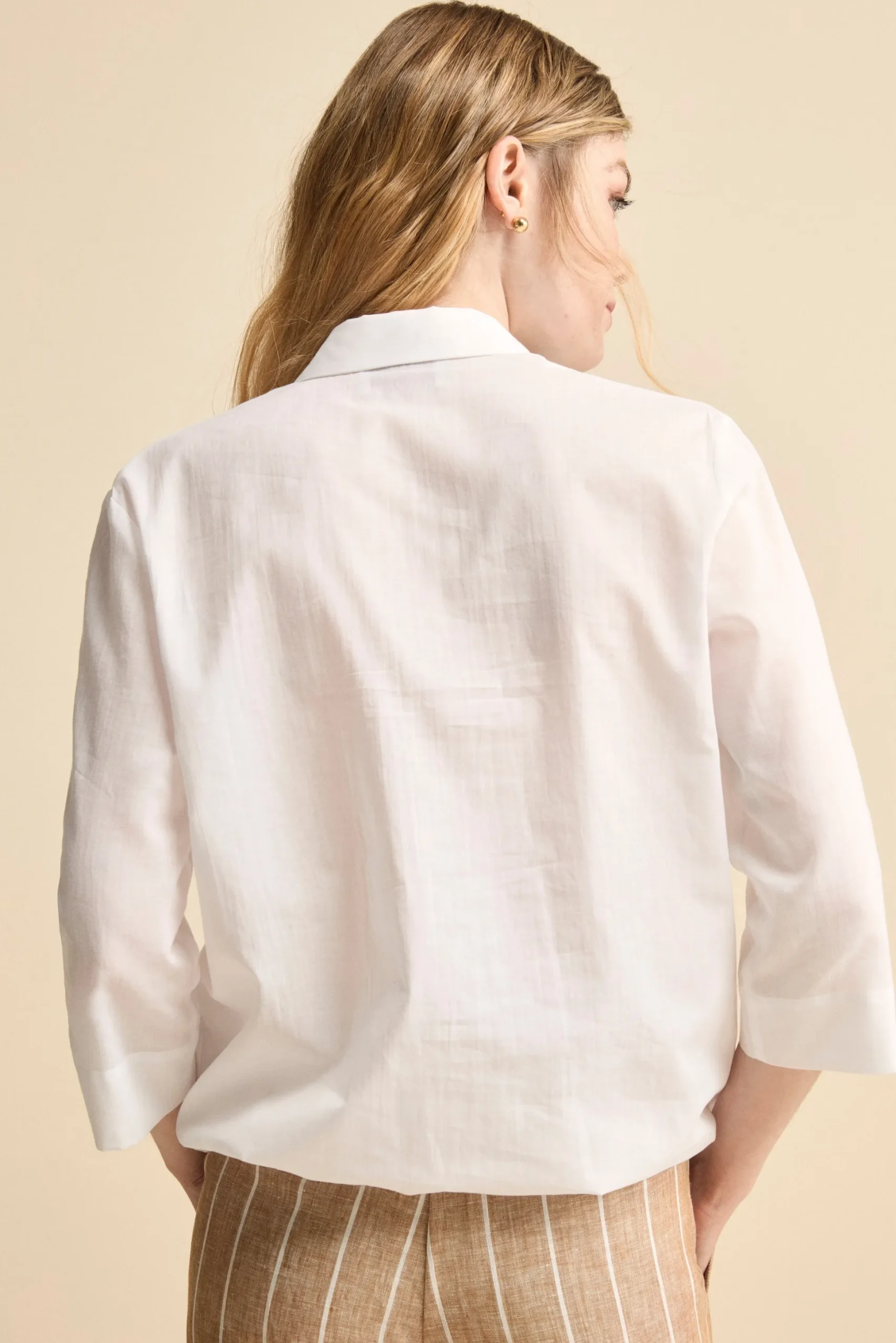 Camicia Over in Cotone con Coulisse - PANNA