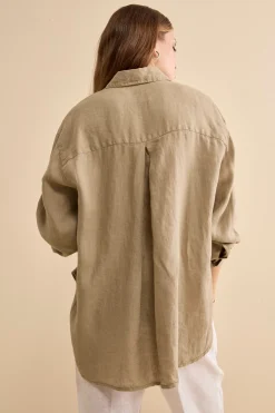 Camicia Over in Lino con Taschino - TORTORA