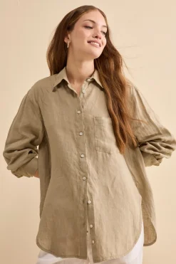 Camicia Over in Lino con Taschino - TORTORA