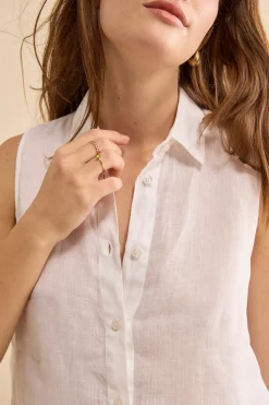 Camicia Over Smanicata in Lino - BIANCO