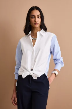Camicia Patchwork Over in Cotone - FANT. AZZURRO