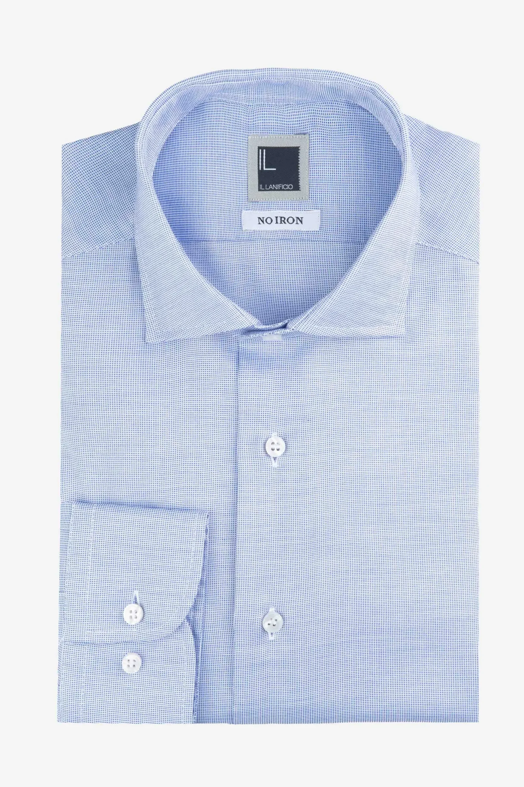 Camicia slim microfantasia non iron - FANT. BLU