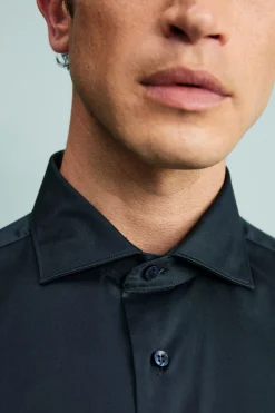 Camicia slim no stiro - BLU