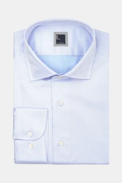 Camicia slim twill collo francese - AZZURRO
