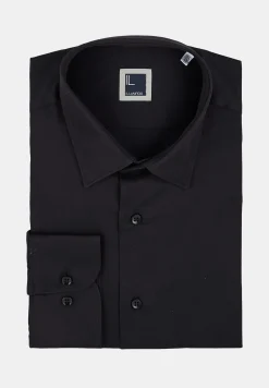 Camicia twill collo classico - NERO