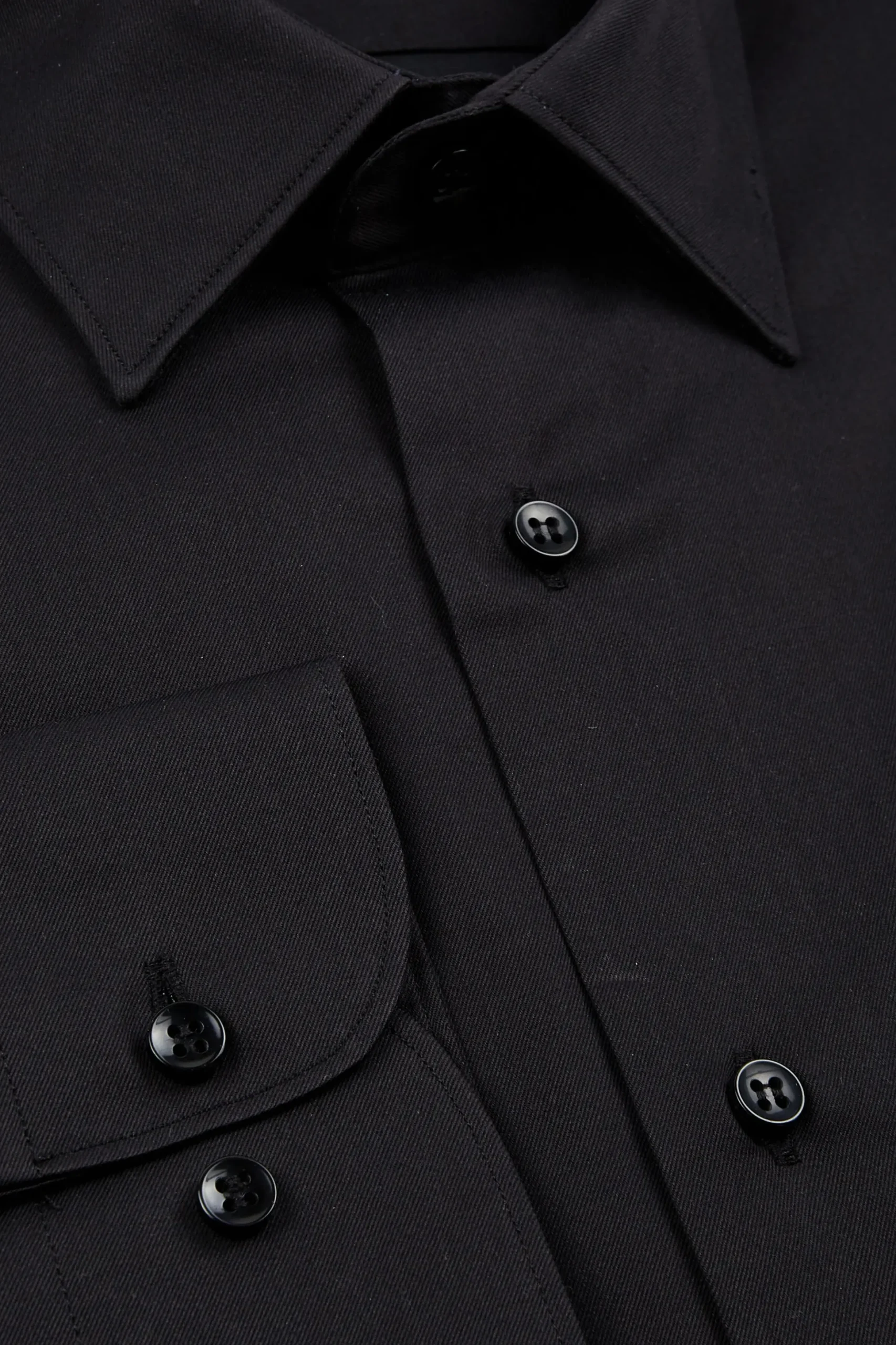Camicia twill collo classico - NERO