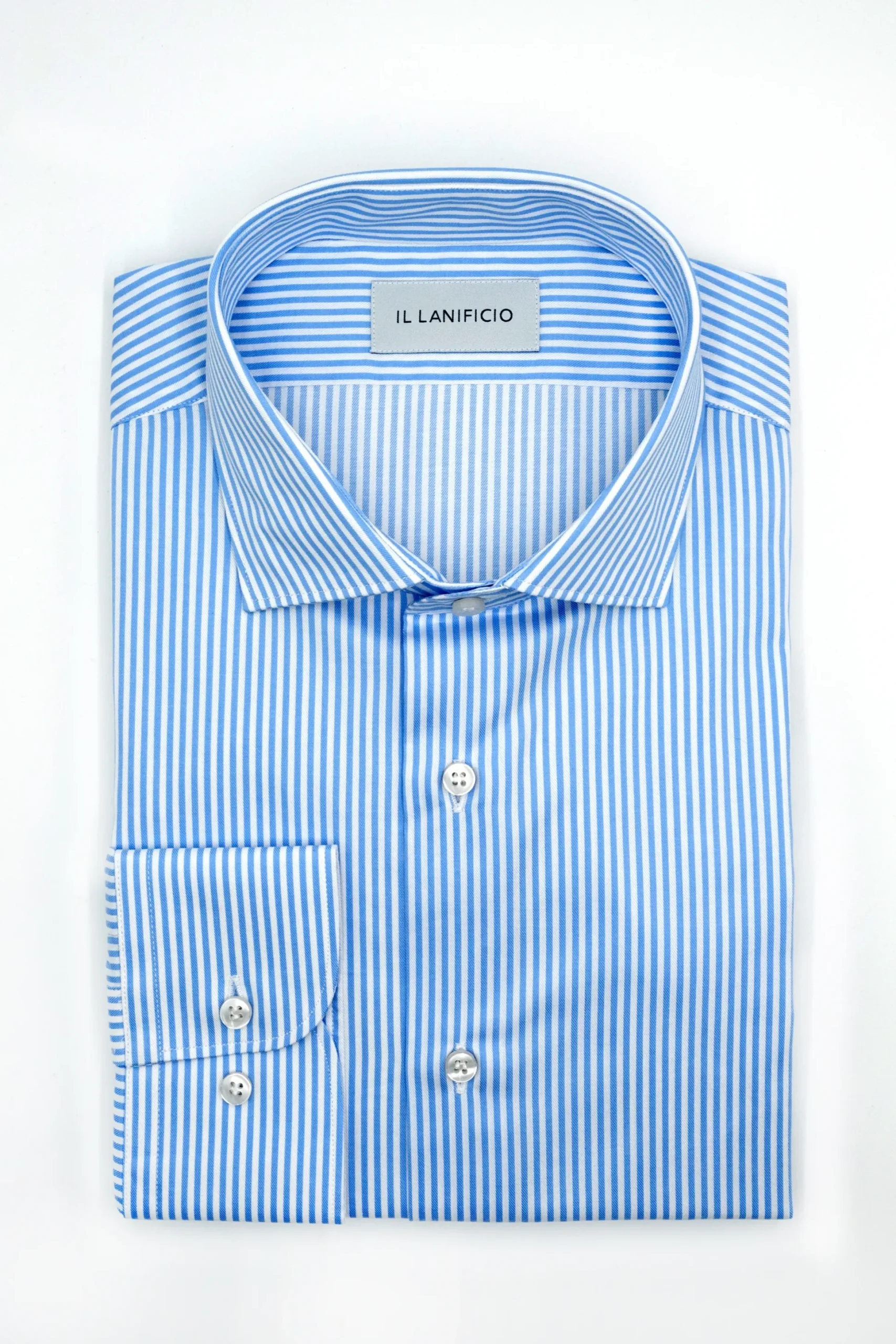 Camicia Twill Custom Fit collo Francese - AZZURRO RIGATO